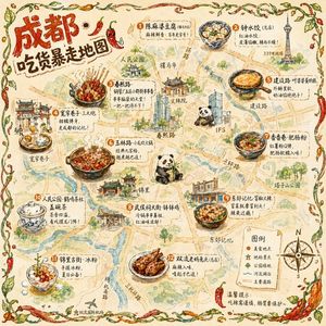 手绘城市美食地图