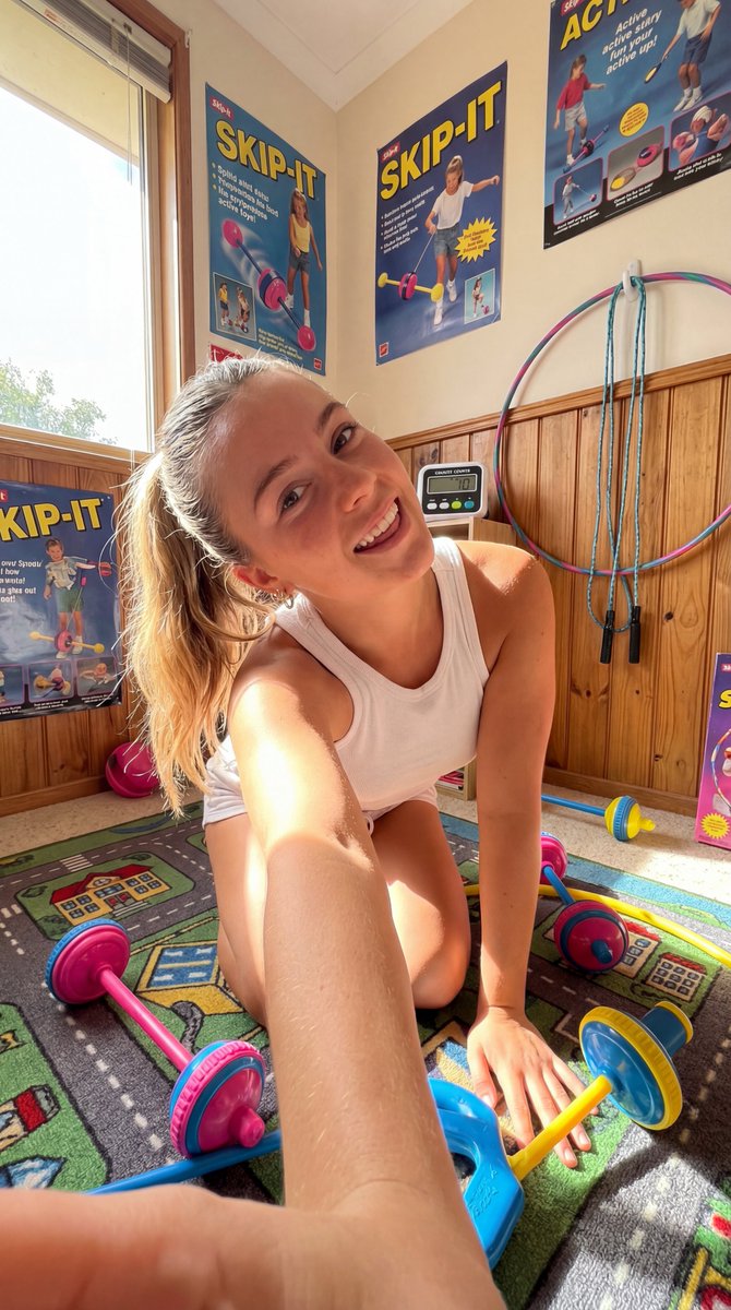 个人资料 / 头像 - 90 年代跳跳球玩具自拍，低角度拍摄