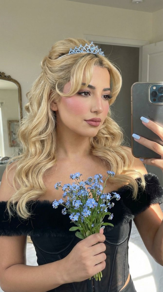 个人资料 / 头像 - 灰姑娘娇媚镜中自拍，带身份锁定提示