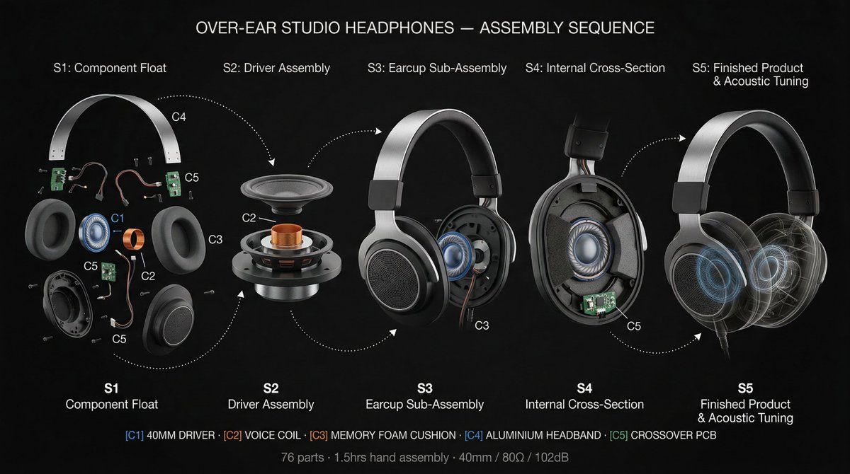 信息图 / 教育视觉图 - 产品组装顺序时间表