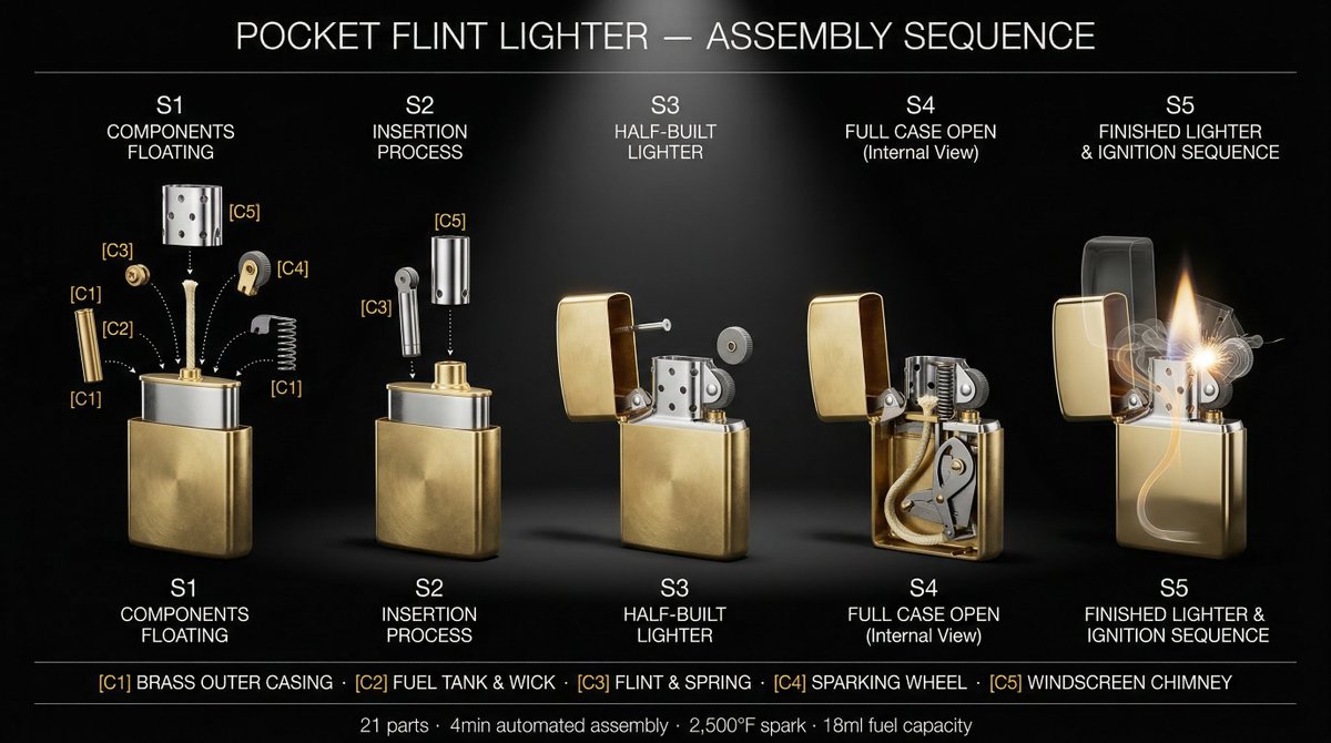 信息图 / 教育视觉图 - 产品组装顺序时间表